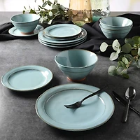 Gibson Elite Terranea Service de table 12 pièces Bleu sarcelle Terre cuite