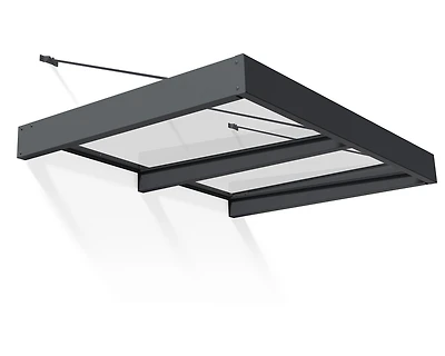 CANOPIA par PALRAM Ensemble d'auvent de porte Sophia XL de 5 pi x 7 pi - Structure grise et panneaux transparents