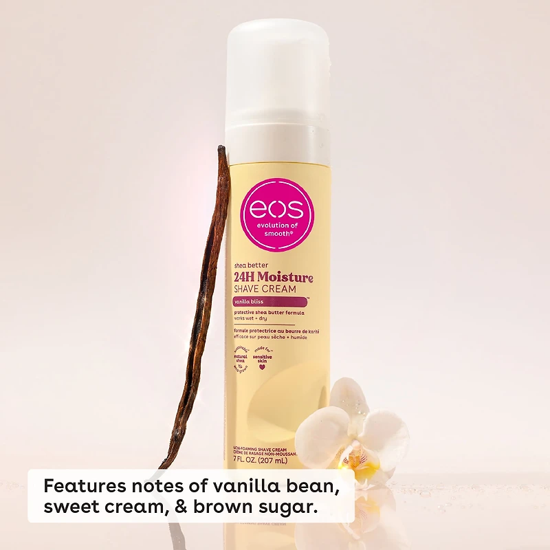 eos Shea Better Moisturizing Shaving Cream for Women, Vanilla Bliss, 24HR Hydration