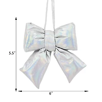Temps de vacances 1 compte 5.5" ornement de nœud métallique gonflé de Noël, argent Mesure 5.5" de hauteur