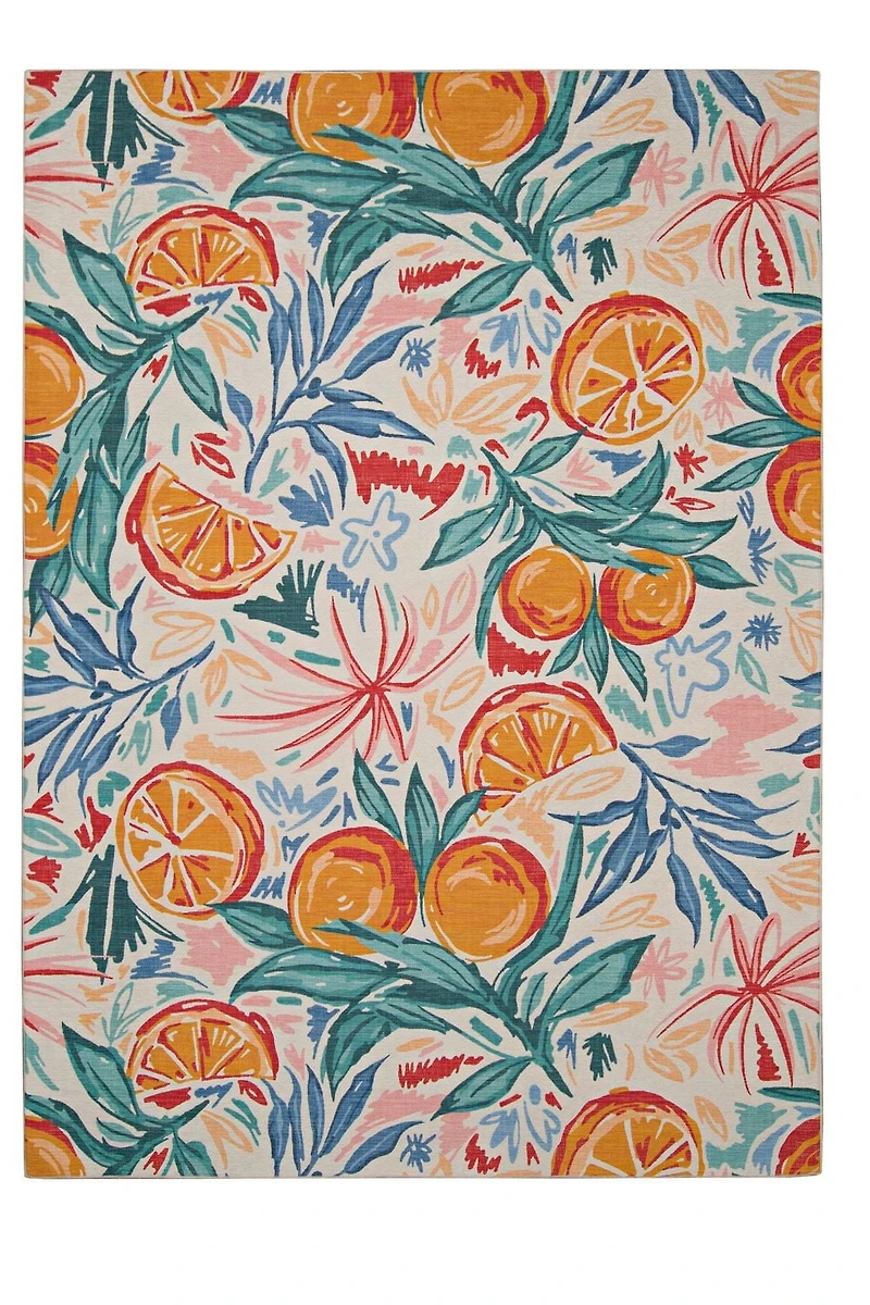 Tapis d'extérieur lavable Pensacola ivoire & orange 7 pi x 9 pi