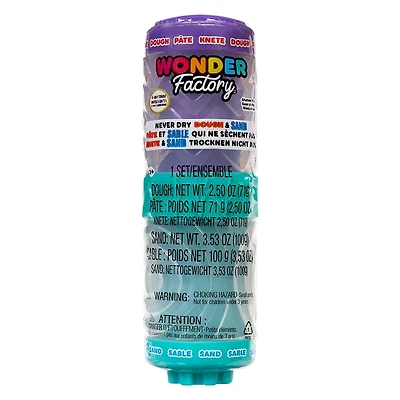 Wonder Factory Never Dry Dough & Sand Starter Set - Purple Dough + Teal Sand - Never Dries Out and Gluten Free