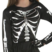 Costume de squelette argenté pour filles M