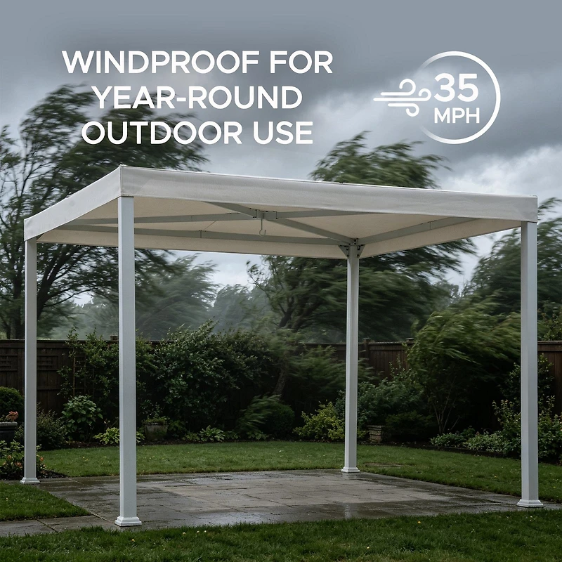Sunjoy Pergola moderne en acier 10 x 10 pi avec auvent , blanc