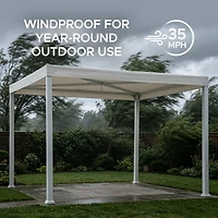 Sunjoy Pergola moderne en acier 10 x 10 pi avec auvent , blanc