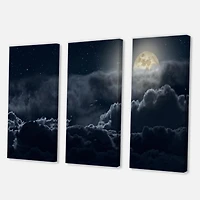 Designart Cloudy Full Moon Night Canvas Wall Art
