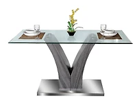 K-Living Shelly Ensemble de salle à manger 5 pièces avec plateau en verre trempé et table de base chromée avec chaises en velours bleu (1 table et 4 chaises)