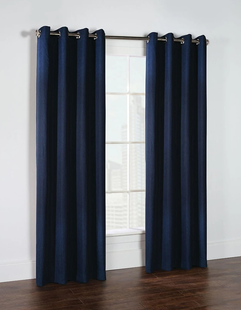 Ballard 100% Total Blackout Grommet Curtain Panel Pair 52" x 84" in Navy