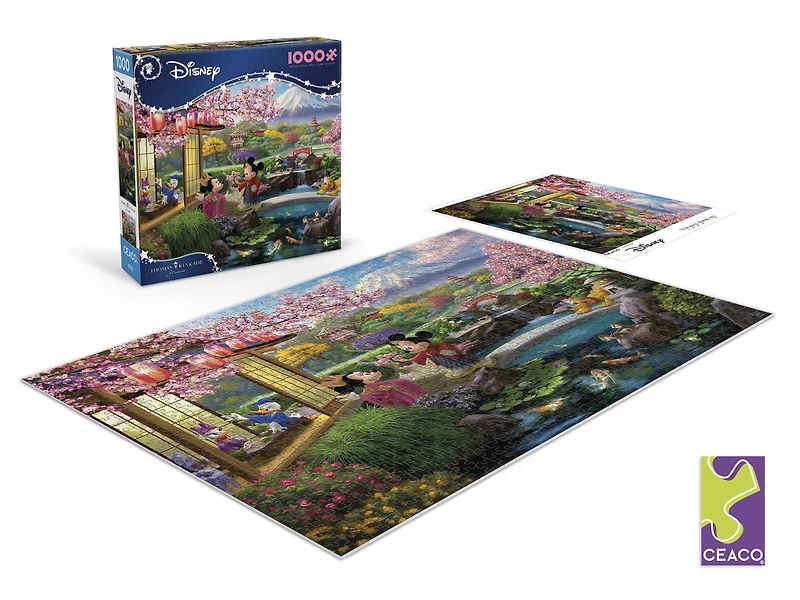 Ceaco Thomas Kinkade Mickey and Minnie in Japan 1000-Piece Interlocking Jigsaw Puzzle for Adults Ages 14+