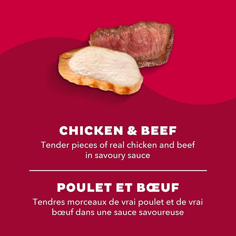 Meow Mix Nourriture pour Chats Tendres en Sauce avec du Vrai Poulet et Bœuf 78g