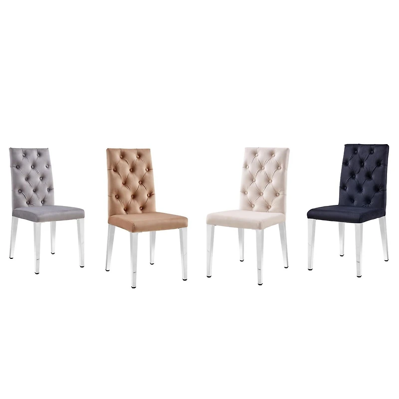 Chaise de salle à manger canadienne Roma beige, pieds argentés