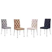 Chaise de salle à manger canadienne Roma beige, pieds argentés