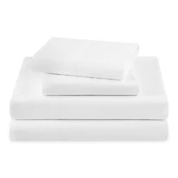 Beautiful Solid 4-Piece Percale White Sheet Set, King by Drew Barrymore
