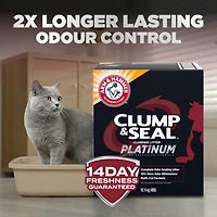 Arm & Hammer Platinum Clump & Seal Clay Cat Litter, Multi-Cat, Easy Clean up, Rock Hard Clumps, Odour Control, Dust Free, Value Size, 18.14kg