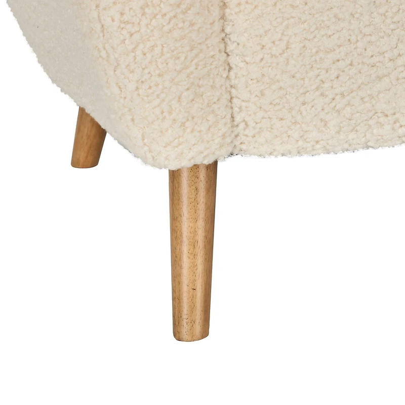 Fauteuil d'appoint à oreilles Gianna en tissu bouclé crème pelucheux