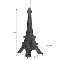 Christmas Black Glitter Ornament Eiffel Tower - Set of 12