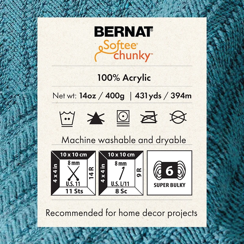 "Bernat® Fil Softee® Chunky™, Acrylique #6 Super Volumineux, 14oz/400g, 431 Yards"