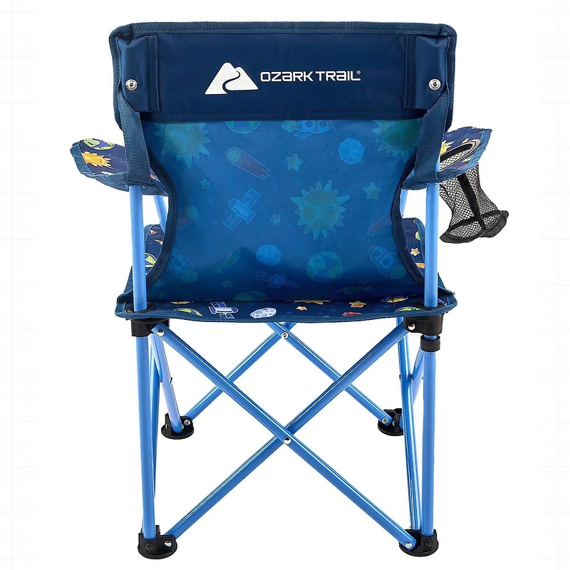 Ozark Trail Kids Folding Arm Chair, 125lb Weight Capacity, Blue, Polyester Fabric & Steel Frame, Camping Chair