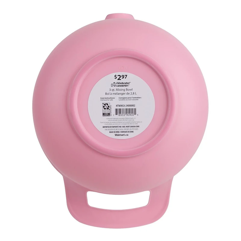 Way to Celebrate 3QT Mixing Bowl, Pink