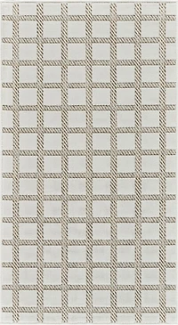 Tapis d'interieur exterieur a carreaux Rug Branch Maise, beige creme, moderne - Entree, couloir, salle de bain et cuisine