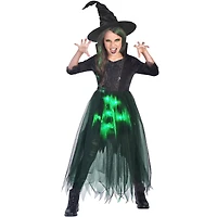 Wicked Witch Light Up Halloween Costume for Kids Girls, Size L, Black, by Way to Celebrate, NO BRAND IMPORT EX G WICKED WITCH L