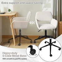 Homy Casa Kids Study Chair - Adjustable Height Swivel Task Chair with Armrests for Homework Play Room, Beige Fabric