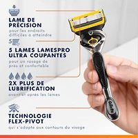 Gillette Fusion5 ProGlide Shield Shaving Razor for Men, 1 Razor Handle, 2 Refills, 2x Lubrication, FlexBall Handle and Precision Trimmer for Men, 1CT