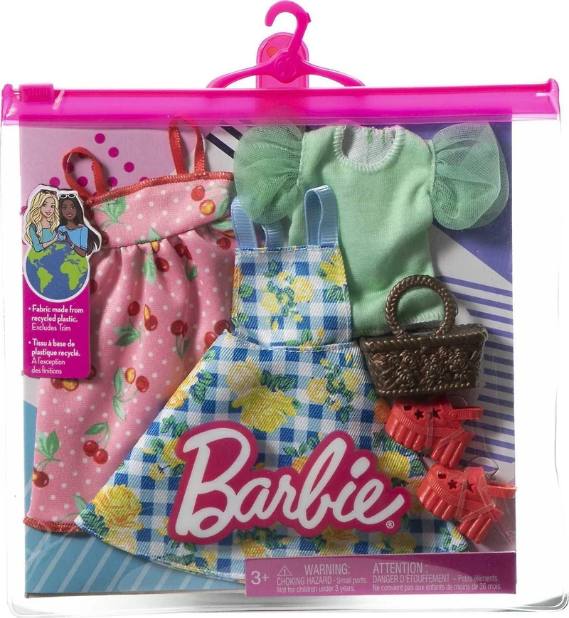 Vêtements Barbie, mode et accessoires sur le thème du pique-nique 2-pack pour poupées Barbie