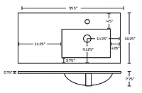 American Imaginations 23.75-in. W Wall Mount Dawn Grey Vanity Set For 1 Hole Drilling Beige Top White UM Sink AI-23839