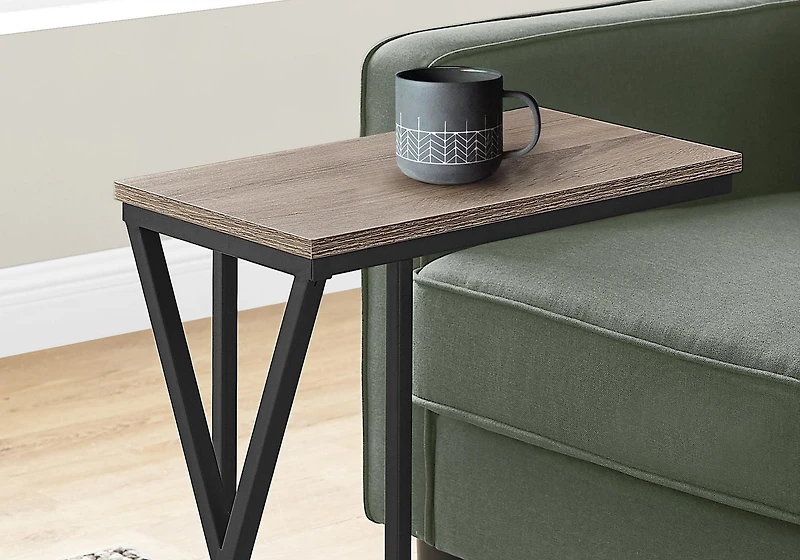 Monarch Specialties Accent Table, C-shaped, End, Side, Snack, Living Room, Bedroom, Metal, Laminate, Brown, Black, Contemporary, Modern