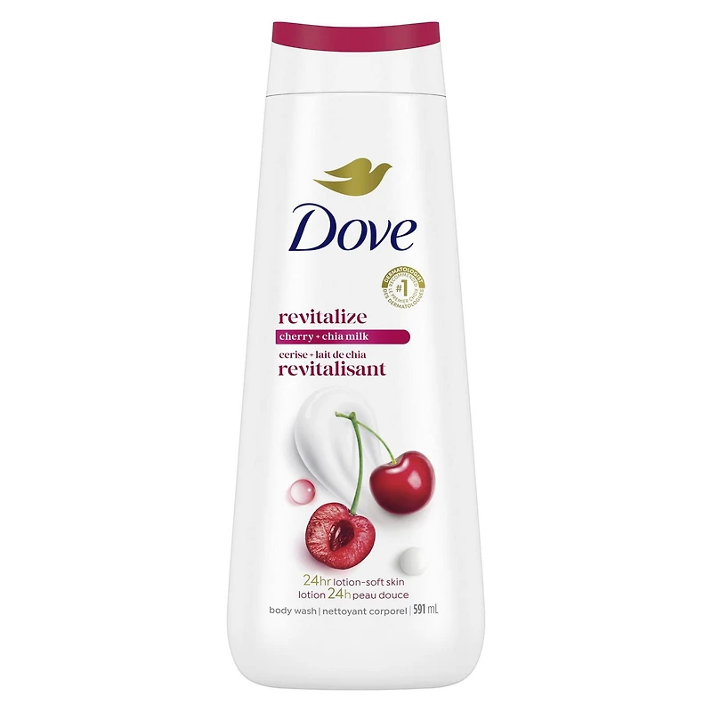 Dove Nettoyant Corporel Pour une Peau Douce et Hydratée Pendant 24h Revitalisant Cerise et Lait de Chia - Sans Sulfates Sans Parabènes 591 ml 591ml