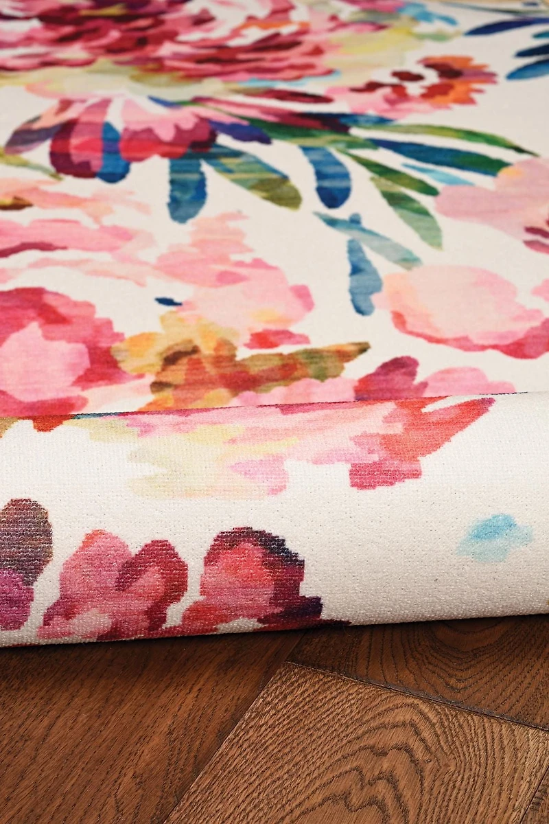Julian 2' x 8' Washable Runner, Raspberry and Ivory