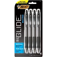 BIC GLIDETM/MC BOLD Retractable Ball Point Pen, Bold Point (1.6 mm), Black, Great For Everyday Use, 4-Count, Pack of 4