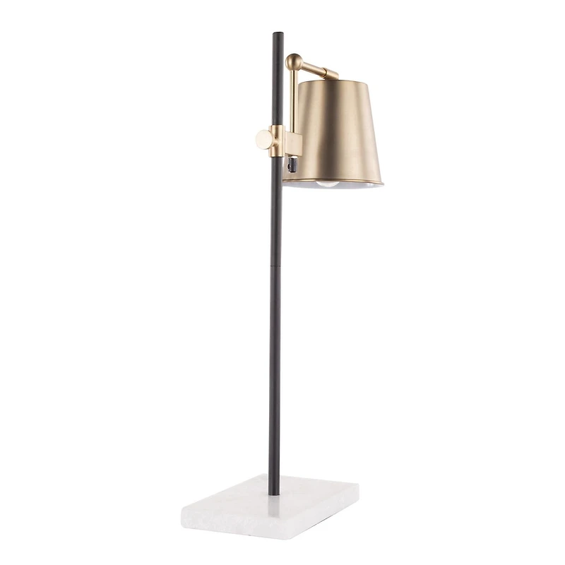 Metric Industrial Table Lamp in Walnut and Black by LumiSource