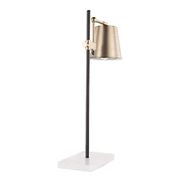 Metric Industrial Table Lamp in Walnut and Black by LumiSource
