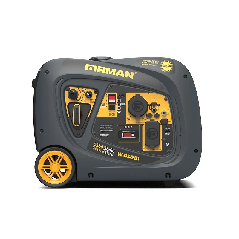 Générateur de gaz W03081 de Firman Power Equipment de série Whisper alimenté au gaz 3300/3000 W avec temps de marche prolongé