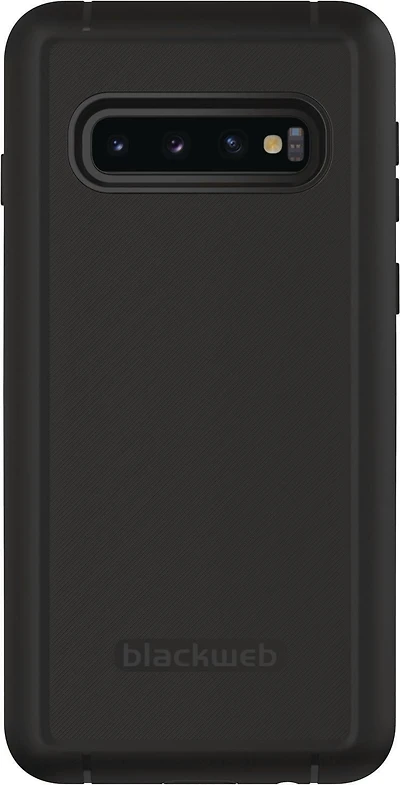 Blackweb Rugged Phone Case with Built-In Antimicrobial for Samsung Galaxy S10, Black