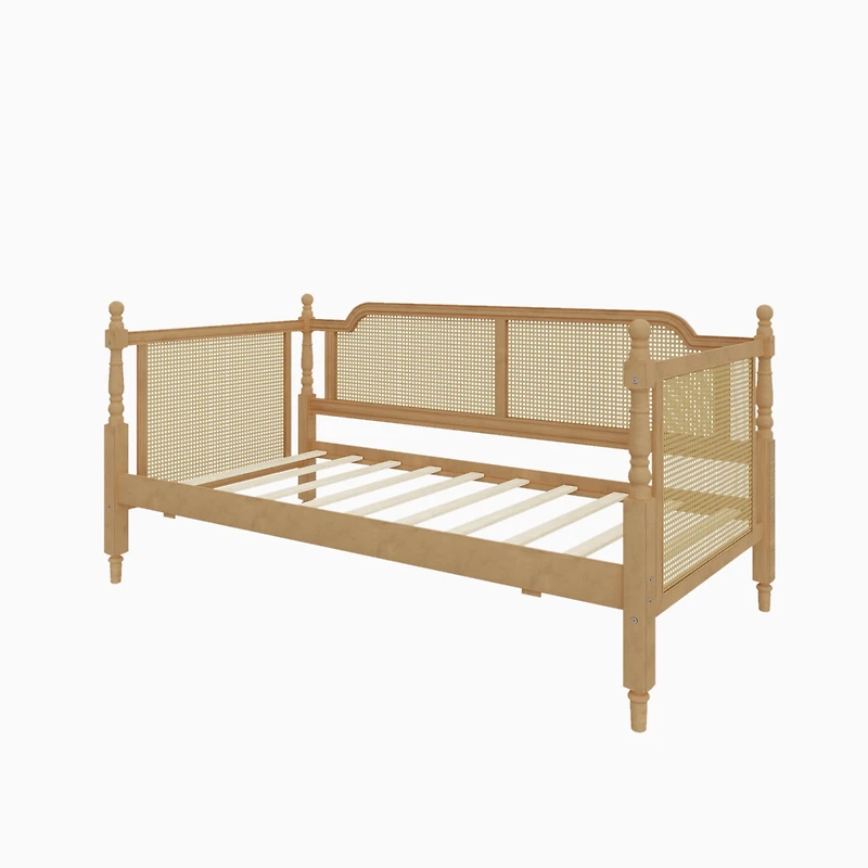 Lit de repos Homy Casa en rotin avec lit gigogne pour chambres et suites d'amis