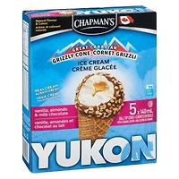 Chapman's Yukon Grizzly Vanilla and Almonds Ice Cream Cone in a Box, 5 x 140mL