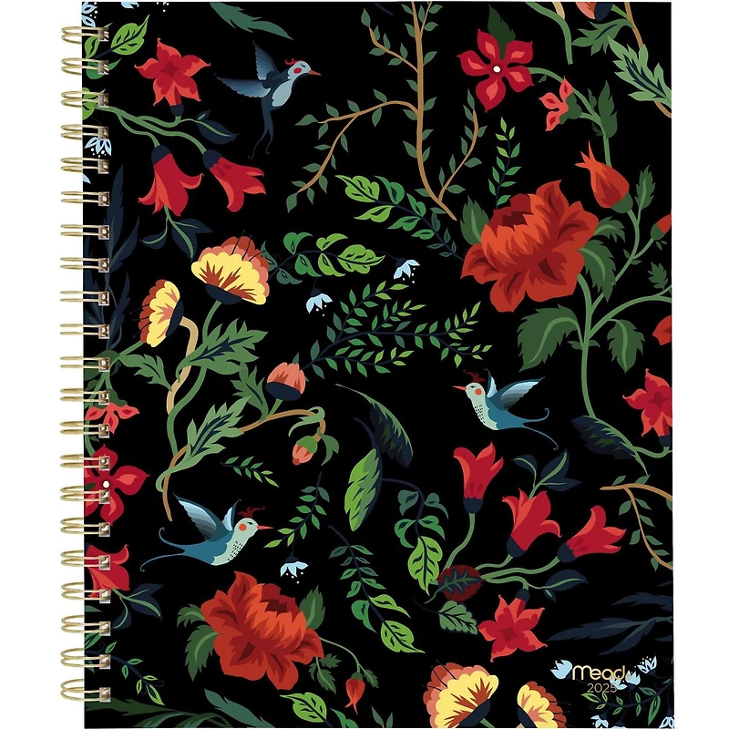 Mead Dark Floral Large Weekly/Monthly Clear Poly Planner, Planner
