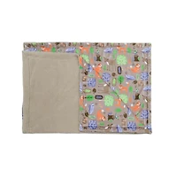 Marina Decoration Reversible Rich Printed Woven Fluffy Plush Soft Warm Flannel Fleece Children Throw Sherpa Kids Blanket, 40 x 50 Inch Fox Forest With Taupe Base Pattern