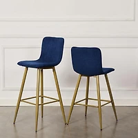 Homylin Modern Counter Height Bar Stools Set of 2, 30" Upholstered Bar Chairs Dining Stool with Backs, Golden Legs and Footrest for Home Bar Kitchen Island