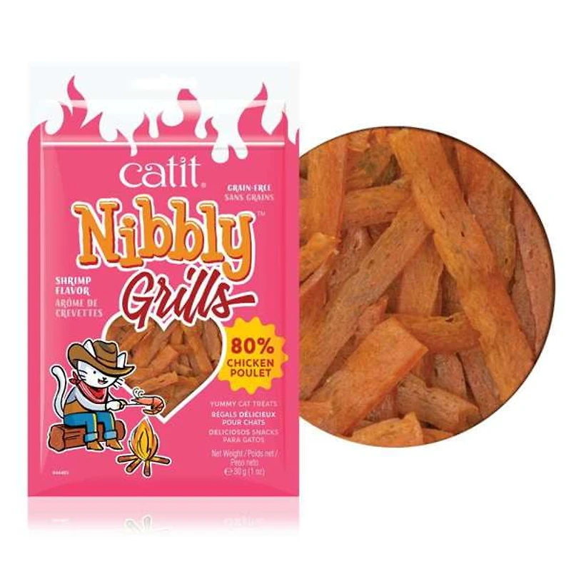 Grillades Catit Nibbly Grills, Poulet et arôme de crevettes pour chats, 30 G