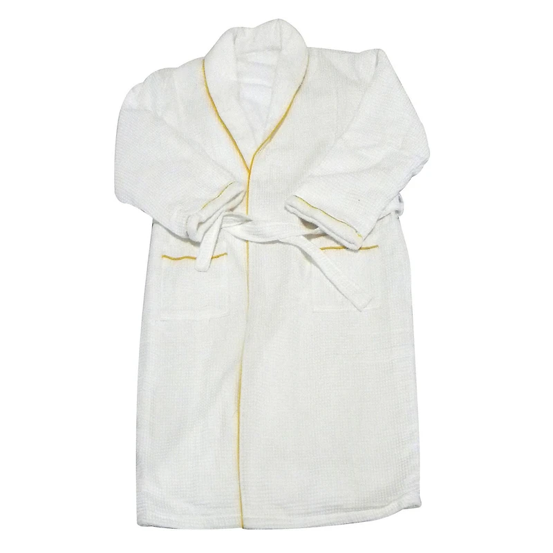 Peignoir blanc Spa & Bath de Radiant Saunas de style européen brodé d'or en tissu éponge