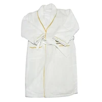Radiant Saunas European Spa & Bath White Waffle Weave Terry Cloth Robe with Gold Embroidered Trim