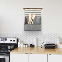 Truu Design, Farmhouse Modern, Galvanized Metal Storage with Two Compartments