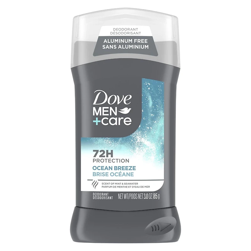 Dove Men+Care Deodorant Stick aluminum-free deodorant formula for 72H protection Ocean Breeze with ¼ moisturizing cream, 85g, 85g