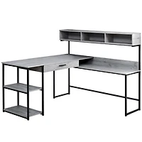 Monarch Specialties Bureau, Bureau À Domicile, Coin, Tiroirs De Rangement, Forme De L, Travail, Ordinateur Portable, Métal, Stratifié, Gris, Noir, Contemporain, Moderne
