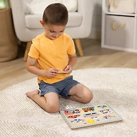 Melissa & Doug Vehicles Sound Puzzle - Wooden Peg Puzzle With Light-Activated Sound Effects (8 pcs), Wooden Peg Puzzle