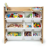 Rangement jouets, 9 bacs en plastique avec tablette